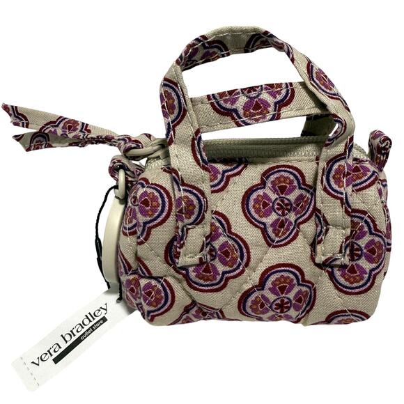 Vera Bradley Cotton Essential Duffel Bag Charm NEW Lavender Geo - Picture 1 of 7